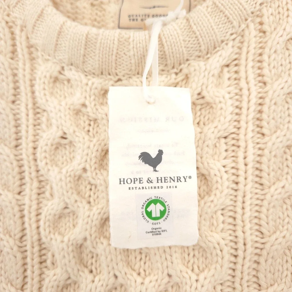 Hope‎ and Henry NWT  fishermen cable knit pullover sweater Size S organic cotton